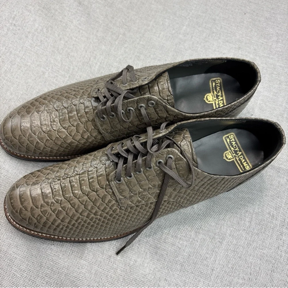 Stacy Adams Madison Gray Anaconda Print Plain Toe Oxford Size 10